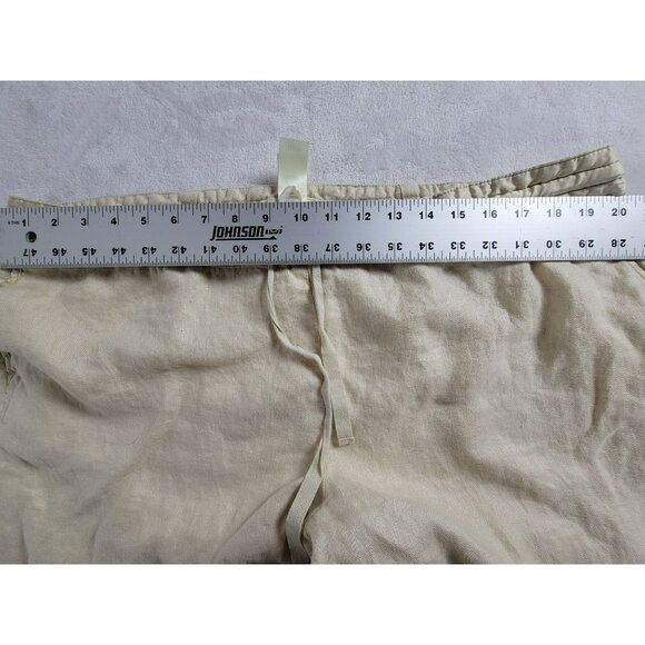 So Be It Women's High Rise Linen Drawcord Waist Casual Wide Leg Pants Cream XL - Picture 6 of 9